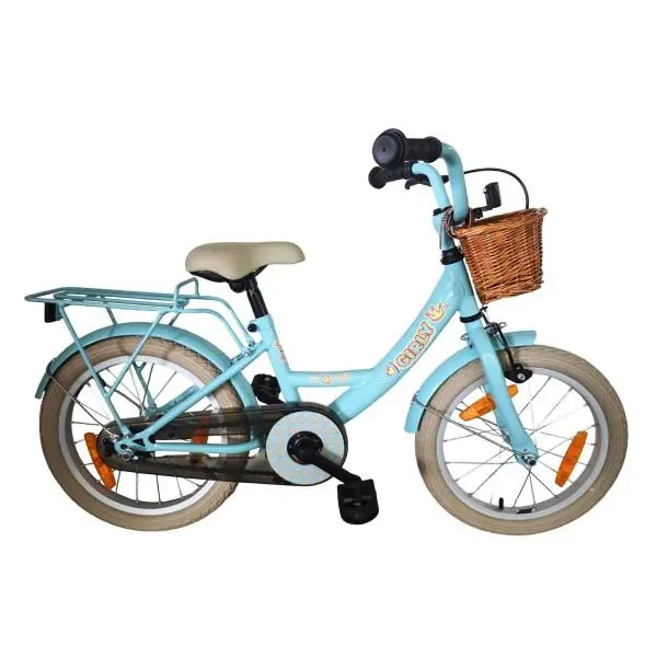 BikeFun Girly Tyttöjen Polkupyörä 16" Jarrunapa Sisältyy. Kori - Sininen Flash-Tarjous