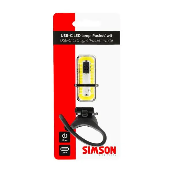 Älä Missaa Simson Pocket Ajovalo USB-C - Valkoinen