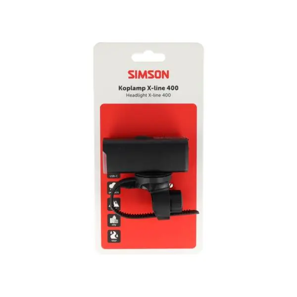 Simson Aurora X-Line 400 Ajovalo USB-C Ladattava - Musta Superhinta